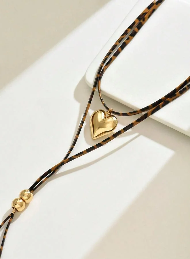 Take Two  Women Leopard Print Heart-Shaped Pendant Necklace for Women | Best Price UAE